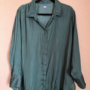 EUC Silky Women's XL Old Navy Hunter Green Button-up Blouse